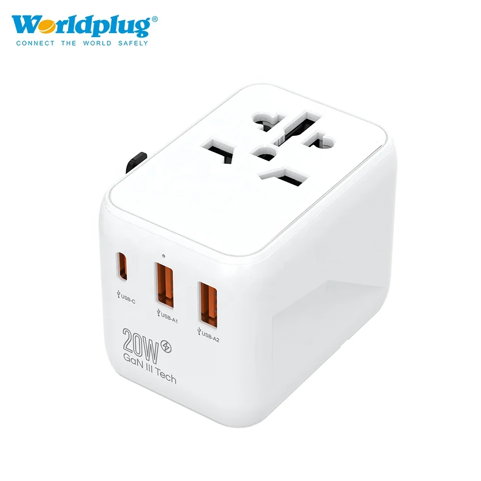 Type C GaN 20W Chargeur Multi Plug Wall Socket Plug Adaptor Universal Travel Power Adapter