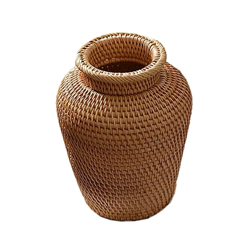 

Rattan Woven Vase Art Vase Fashion Tabletop Decoration Plants Flower Pot Faddish Flower Pot For Home Decor