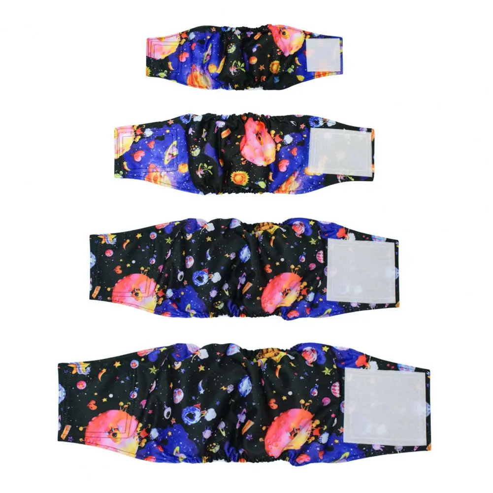 Breathable Dog Diaper Reusable Dog Diaper Lightweight Male Dog Diaper with Cartoon Print Washable Elastic Trim Belly for Pet