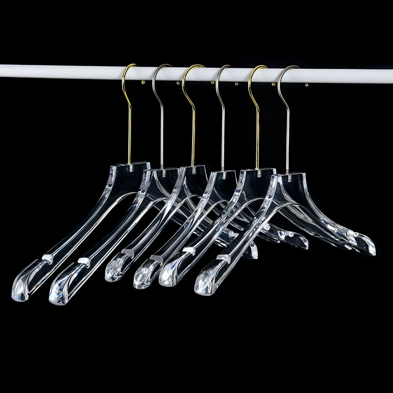 

1PC Plastic Transparent Crystal Clothes Hangers Acrylic Look Non-Slip Coat Hanger Trouser Clip for Clothing Store Men Women Wear