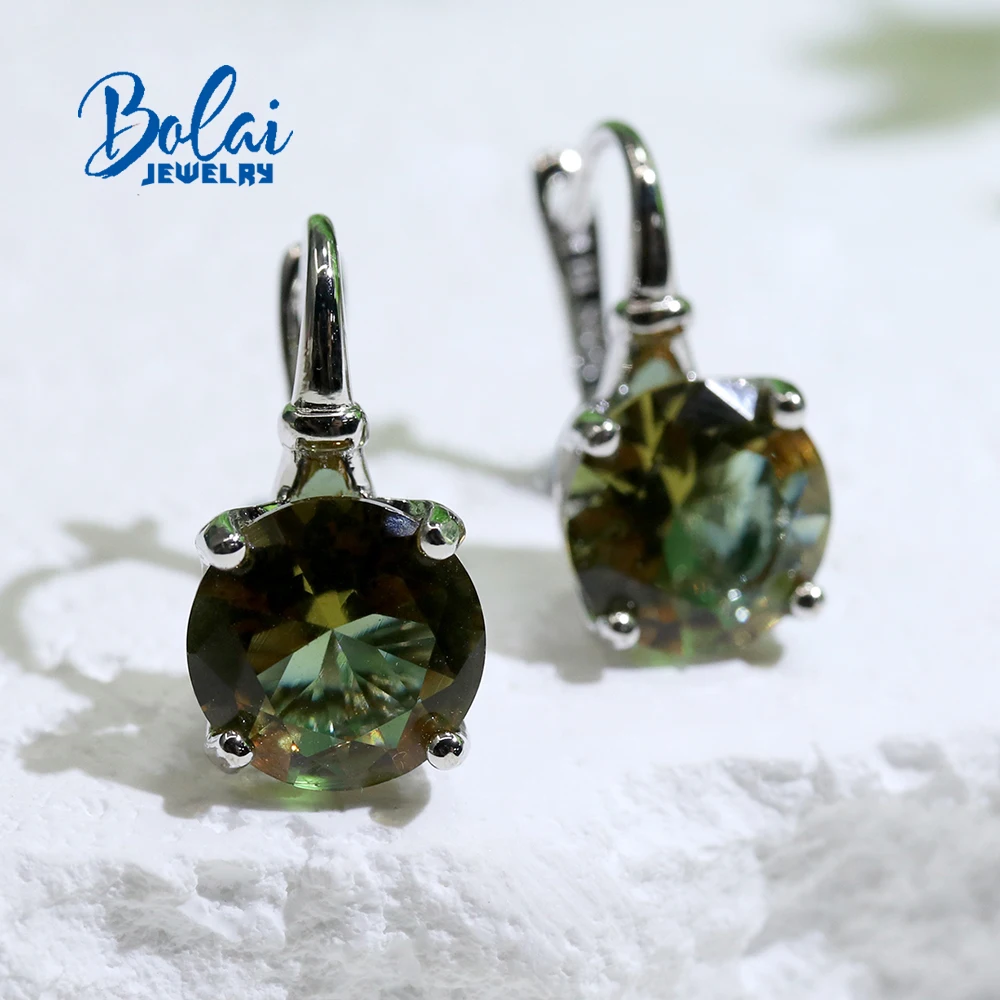 

Simple design 925 Sterling siver clasp earring with color diaspore zultanite Round 10mm created gemstone for women nice gift