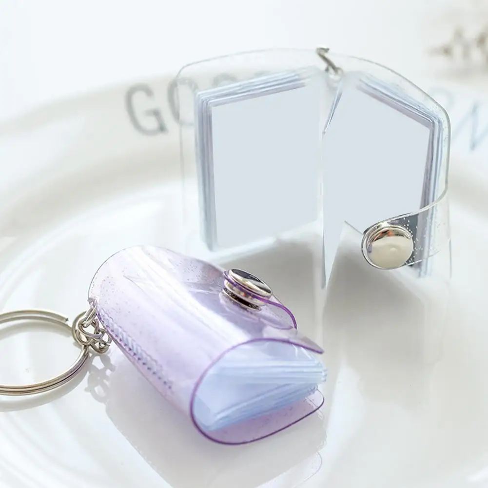 2 Inch PVC Mini Photo Album Page Sequins Transparent Sequins Photo Card Holder Binders Albums Portable Key Chain