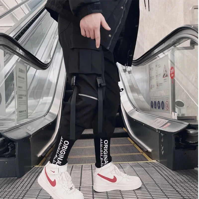 Joggers Cargo Pants for Men Casual Hip Hop Hit Color Pocket Male Trousers Sweatpants Streetwear Ribbons Techwear Pants - Image 6