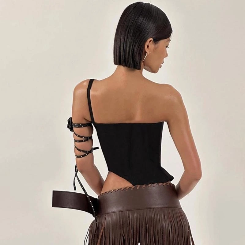 

652f PU Corset Laceup Tiened Cincher Wide Belt Accessories For Women Party Wear