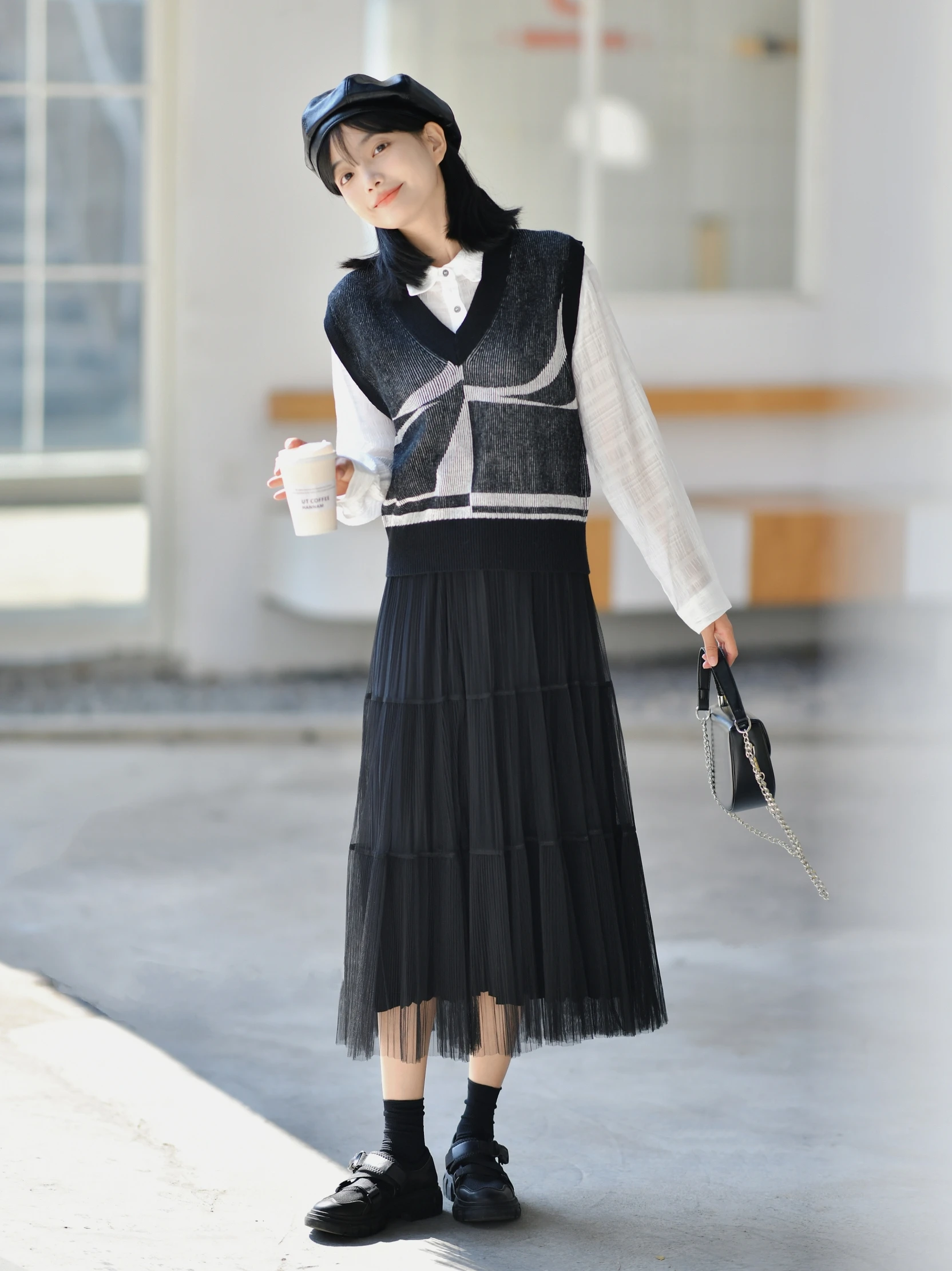 

Vintage Sle Double-Sided Wear Velvet Skirt Women's High Waist Slimming Pleated Cake Skirt A-Line Silhouette Pure Color