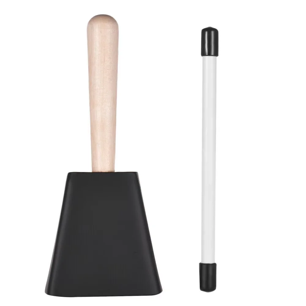 Wooden Handle Steel Cowbell Mallet With Stick Drum Percussion Instrument Musical Gift Grip Tool