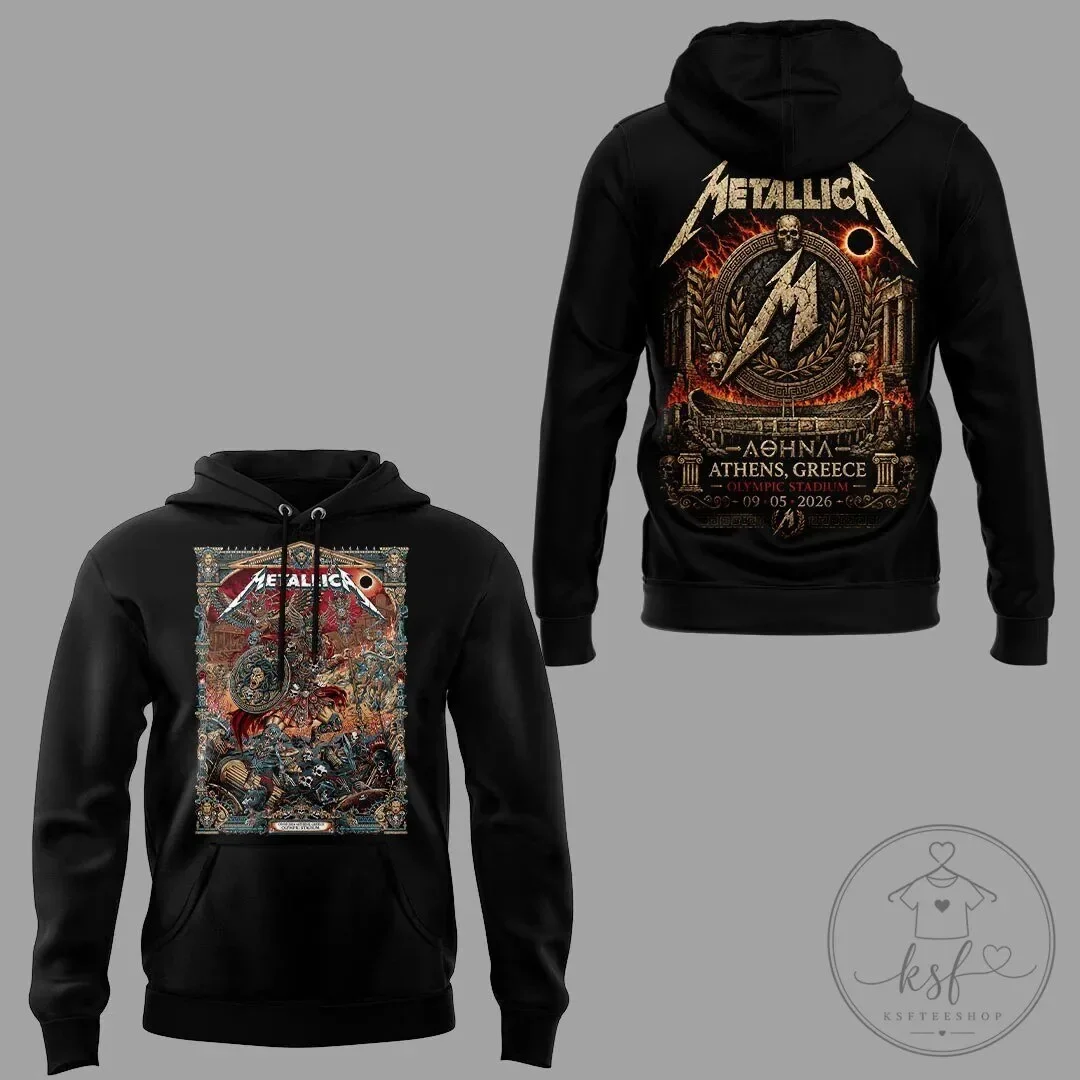 2026 Metallica Athens Greece 2026 Tour Hoodie Double Sided Printed Neutral Heavy Metal Rock Band Hoodie