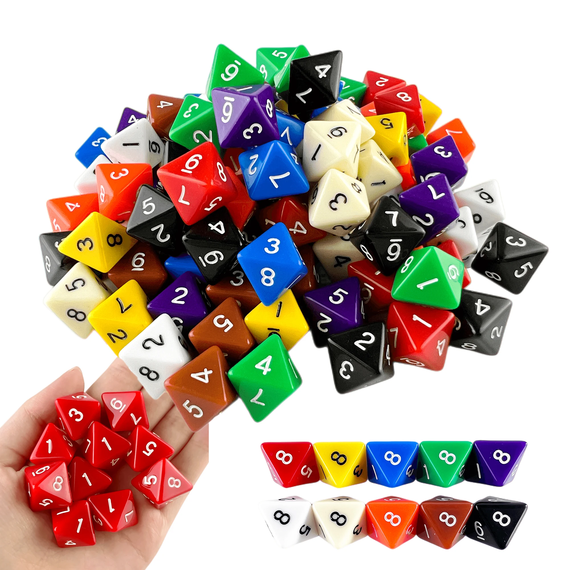 

10 шт. Набор ролевых кубиков D8 для настольных игр - 16 мм пластиковые многогранные кубики для ролевых игр