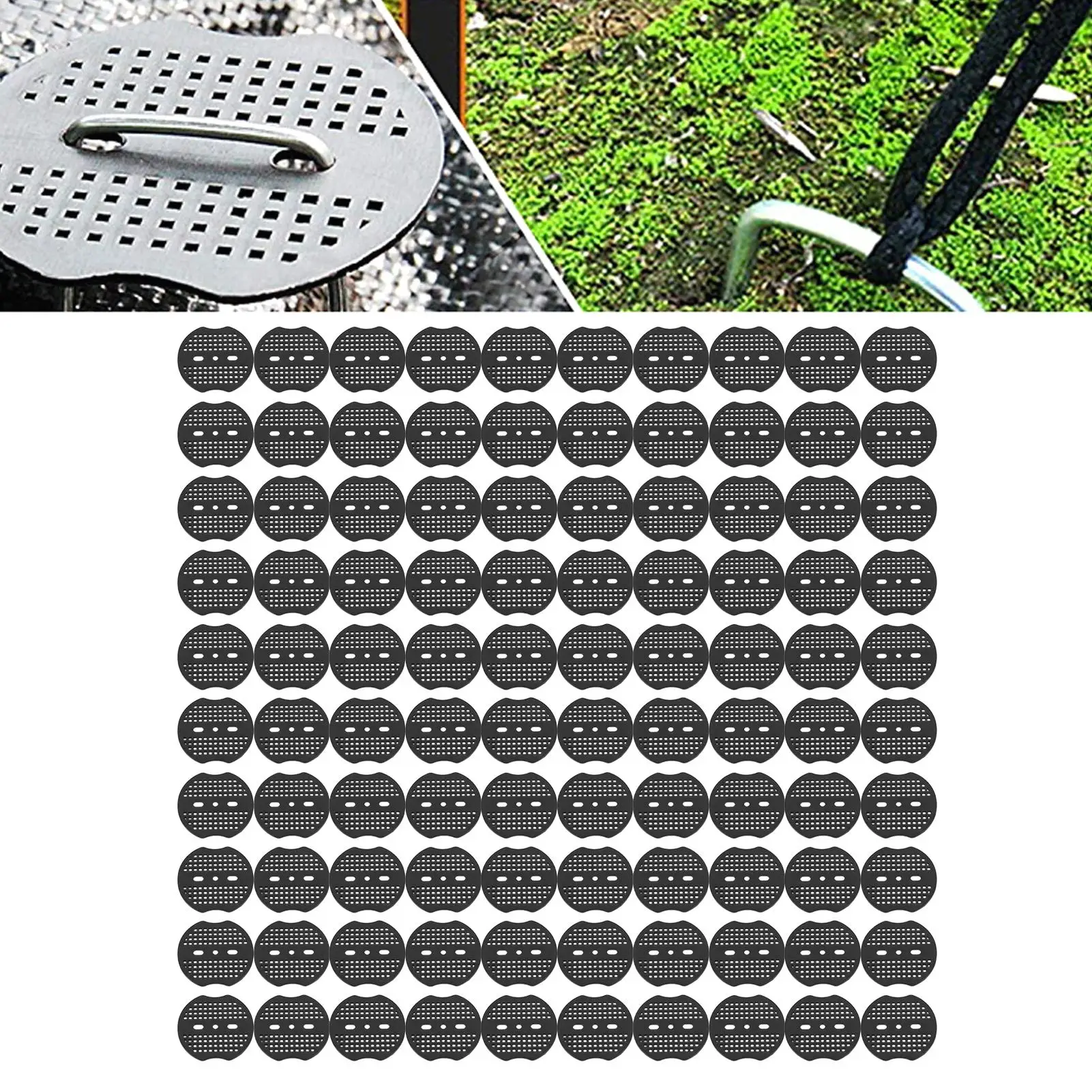 

Garden Ground Nail Pads Easy Install, Firm Hold, Black Plastic Flat Top for Courtyard Landscaping