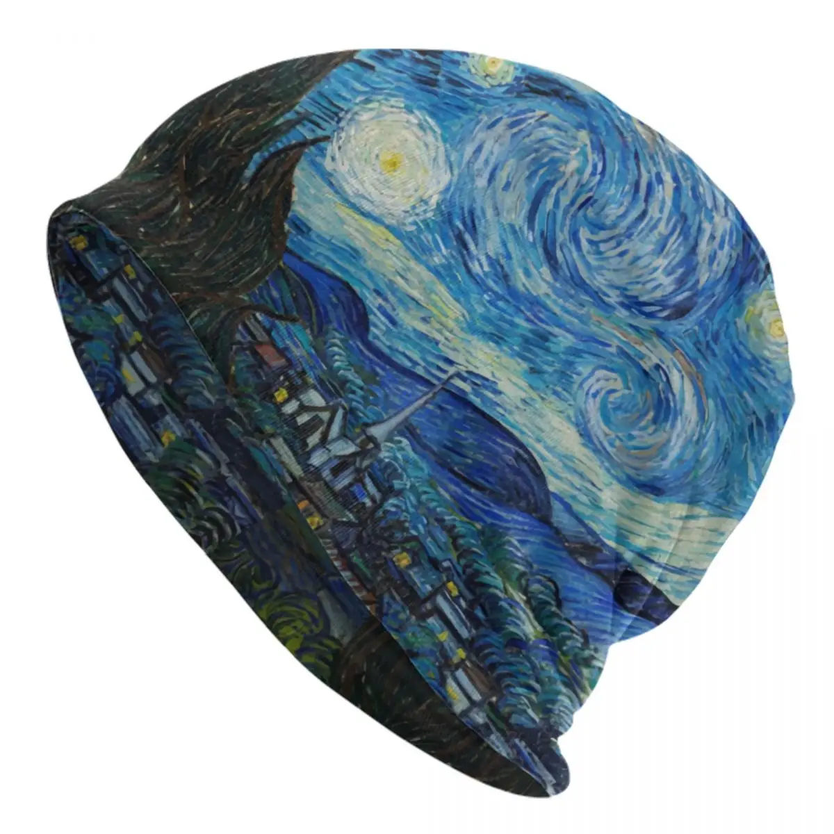 

Custom Vincent Van Gogh Starry Night Skullies Beanies Caps For Men Cool Winter Warm Knitted Hat Oil Painting Art Bonnet Hats