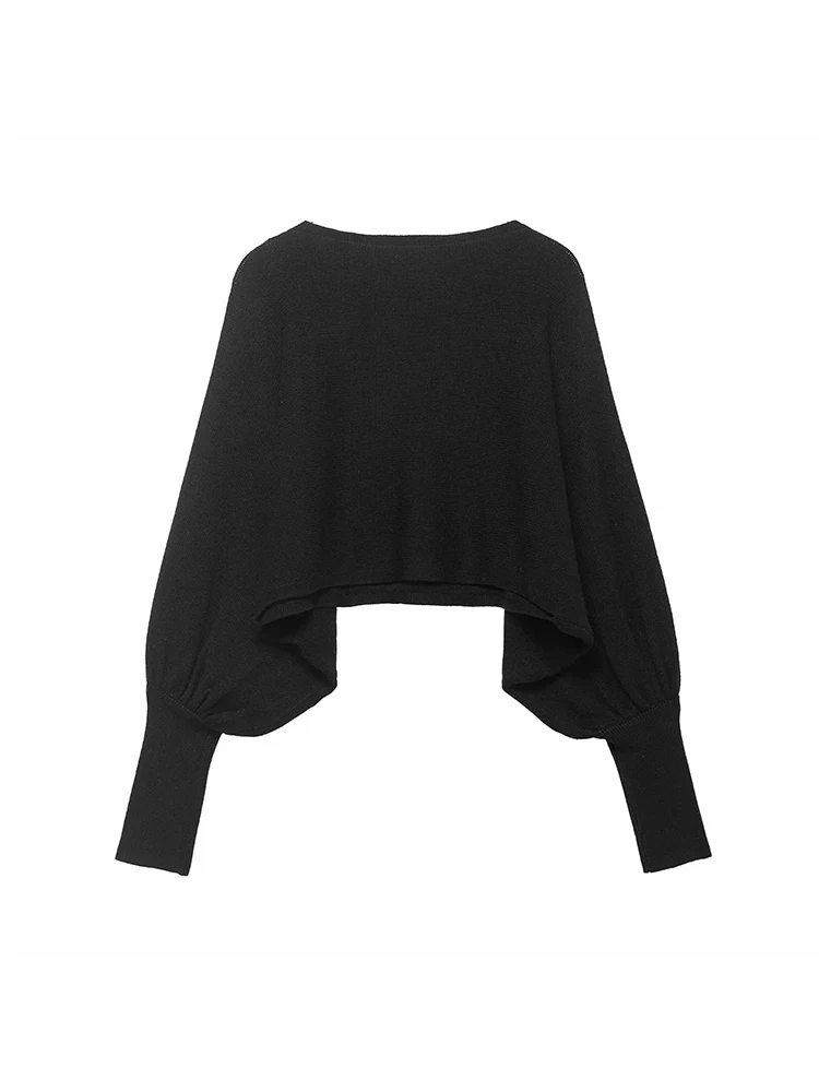 Pull tricoté à manches bouffantes pour femme, ample, à la mode, vêtements d'extérieur, Style automne hiver