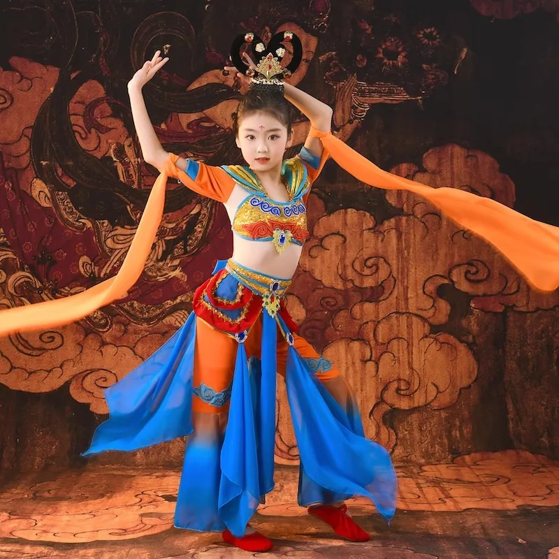 Children's Dunhuang Flying Dance Costume Performance Clothing for Girls Fluent Chinese Style Classical Dance Rebound Pipa Perfor