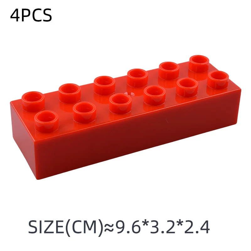 4Pcs 2*6Dots  Big Size Colorful Building Blocks Large Thick Bricks Educational Creative Kid Toys Compatible