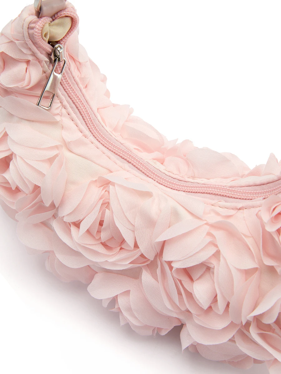 

Elegant 3D Rose Flower Shoulder Bag For Women Evening Party Wedding Handbag Pink