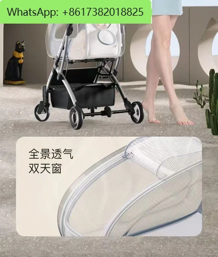 Cochecito para mascotas y perros, andador transparente para perros, cochecito de viaje, cochecito para gatos rosa, extractor para perros, ligero y desmontable