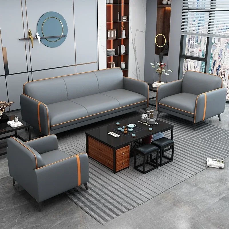 Office sofa Modern simple meeting guests Three-person office reception Business negotiation Coffee table combination