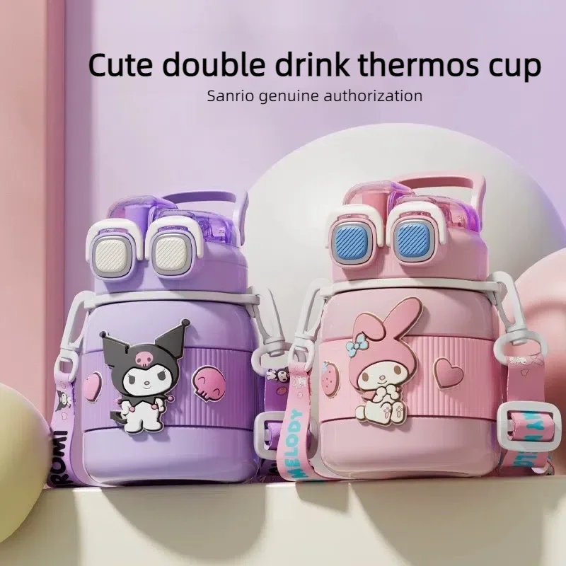 

Sanrio Cinnamoroll Kuromi Thermos Water Bottle Kawaii Anime My Melody Student Kid Portable Vacuum Water Bottle Thermal Water Cup