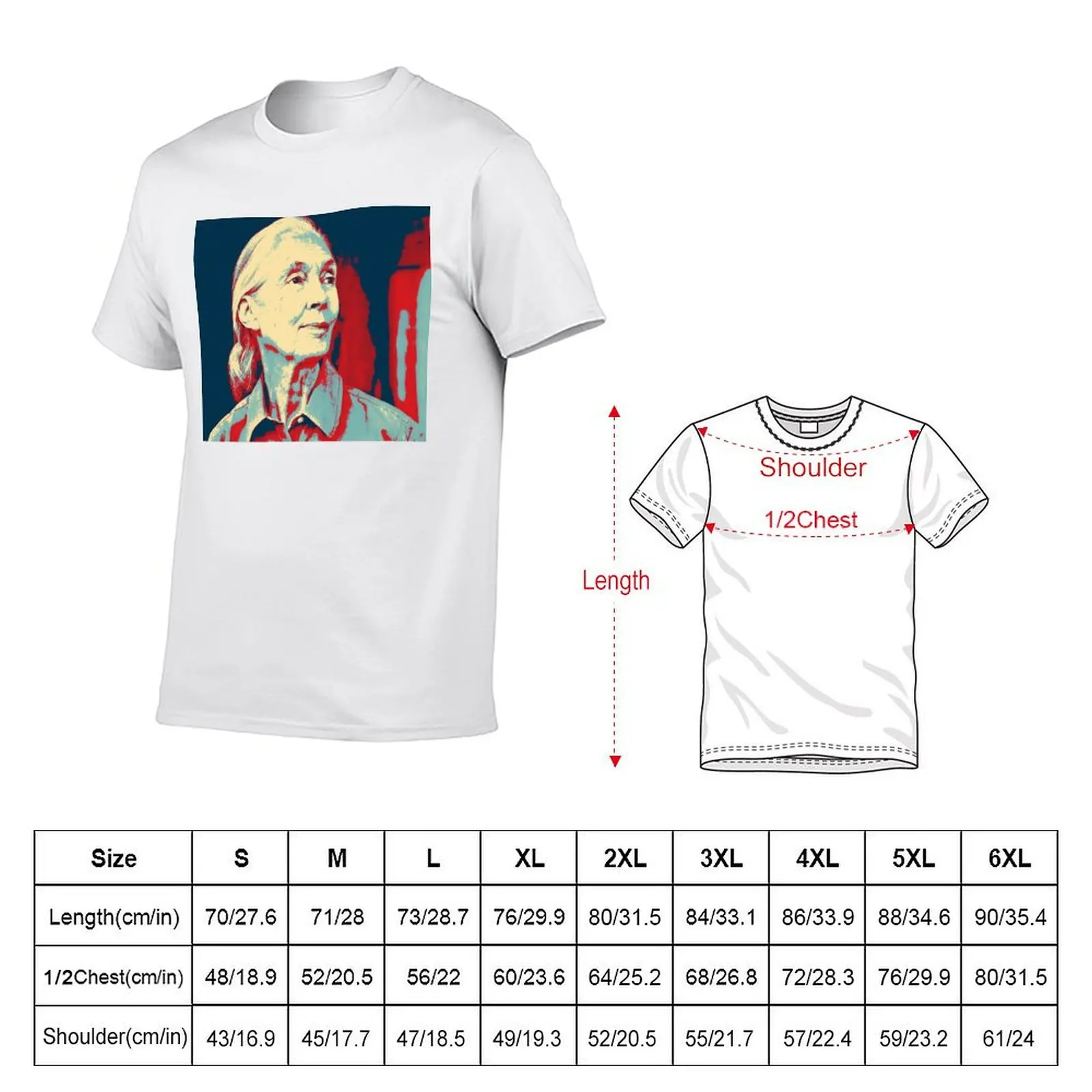 Popart Jane Goodall T-Shirt t shirt man luxury t shirts for man slim fit T-Shirt
