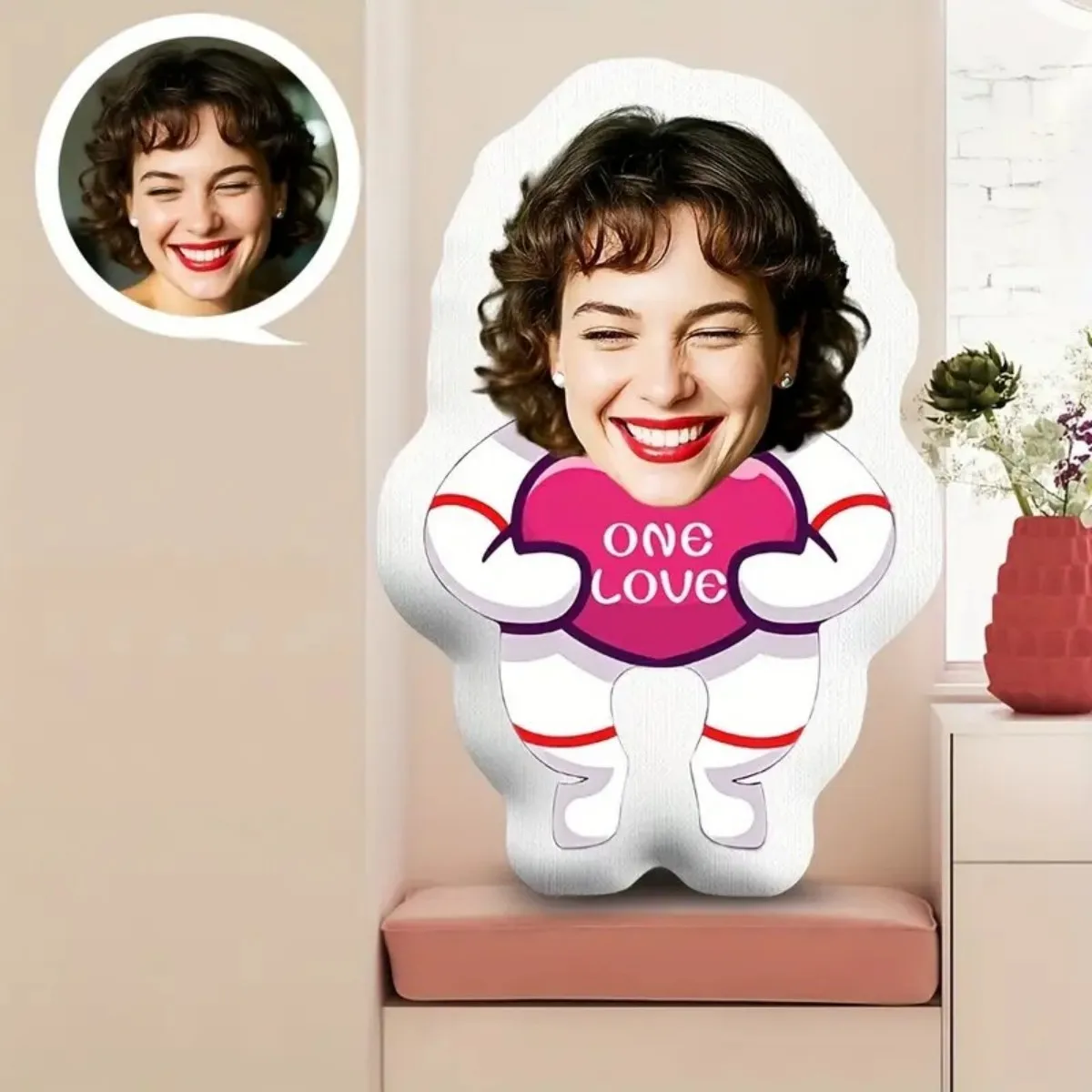 وسادة قطيفة منزلية مخصصة للصور - هدية مخصصة على شكل وجه مع صورتك، هدية مضحكة ومثيرة للاهتمام