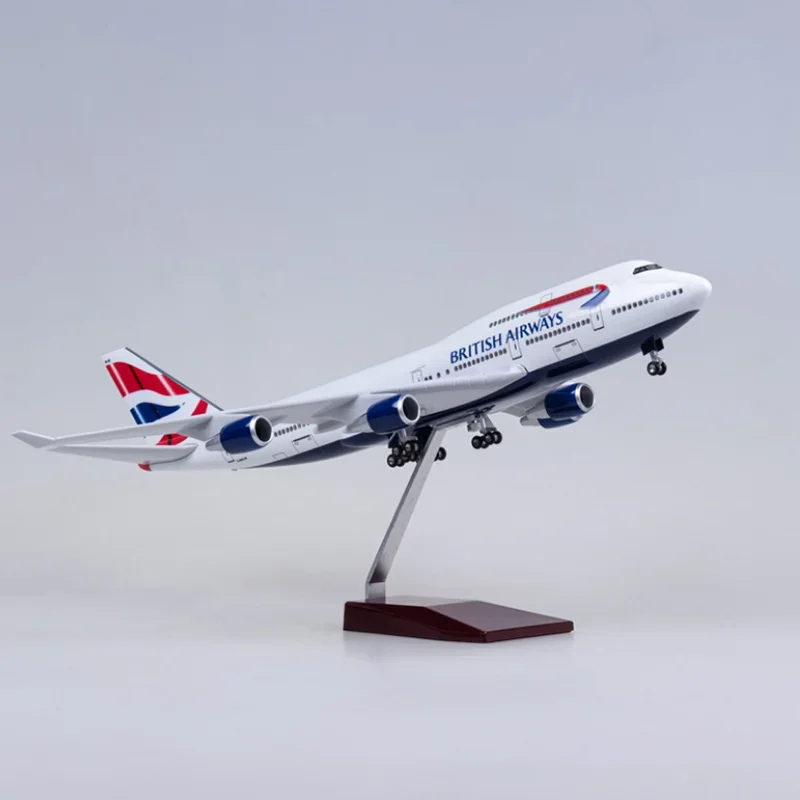 Imagem -02 - Brinquedos de Avião Britânico com Luz e Roda Resina Fundida Avião Liga Decoração de Casa 47cm Escala 150 B747 Nova Aeronave