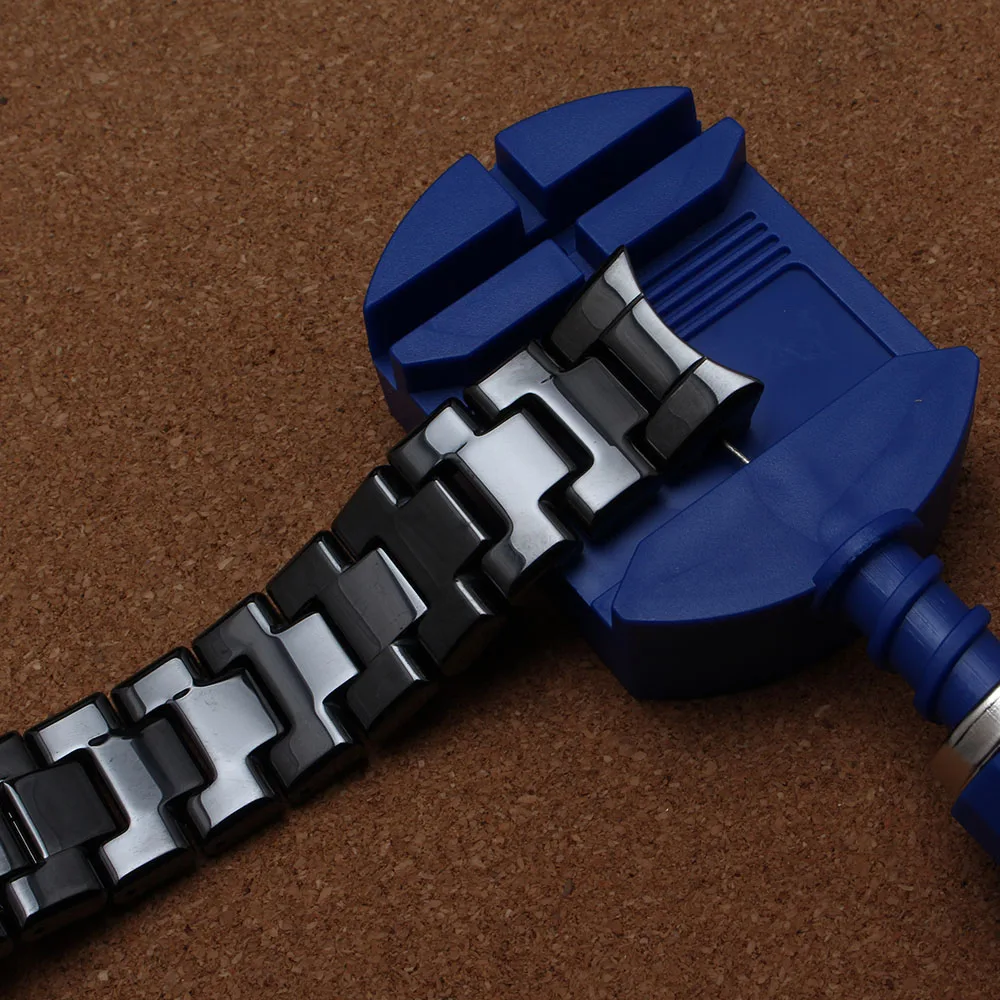 Gelang jam kualitas tinggi untuk AR1400 AR1410 keramik dengan gesper kupu-kupu baja tahan karat 22mm tali jam ujung khusus dipoles