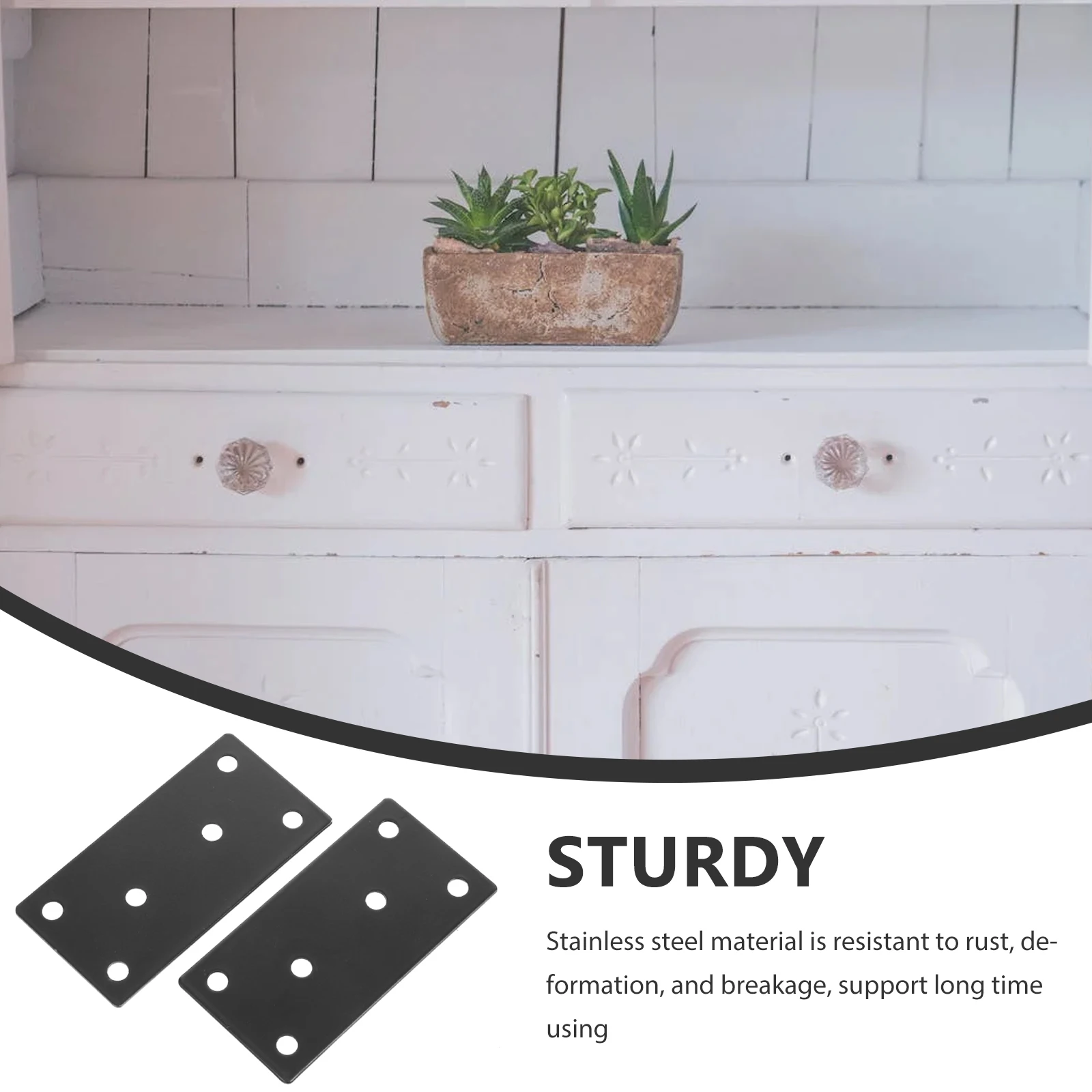 

2pcs Black Corner Code Fixed Plate 80x40 Stainless Steel Thickened Support Furniture Connector Straight Brace Brackets Metal