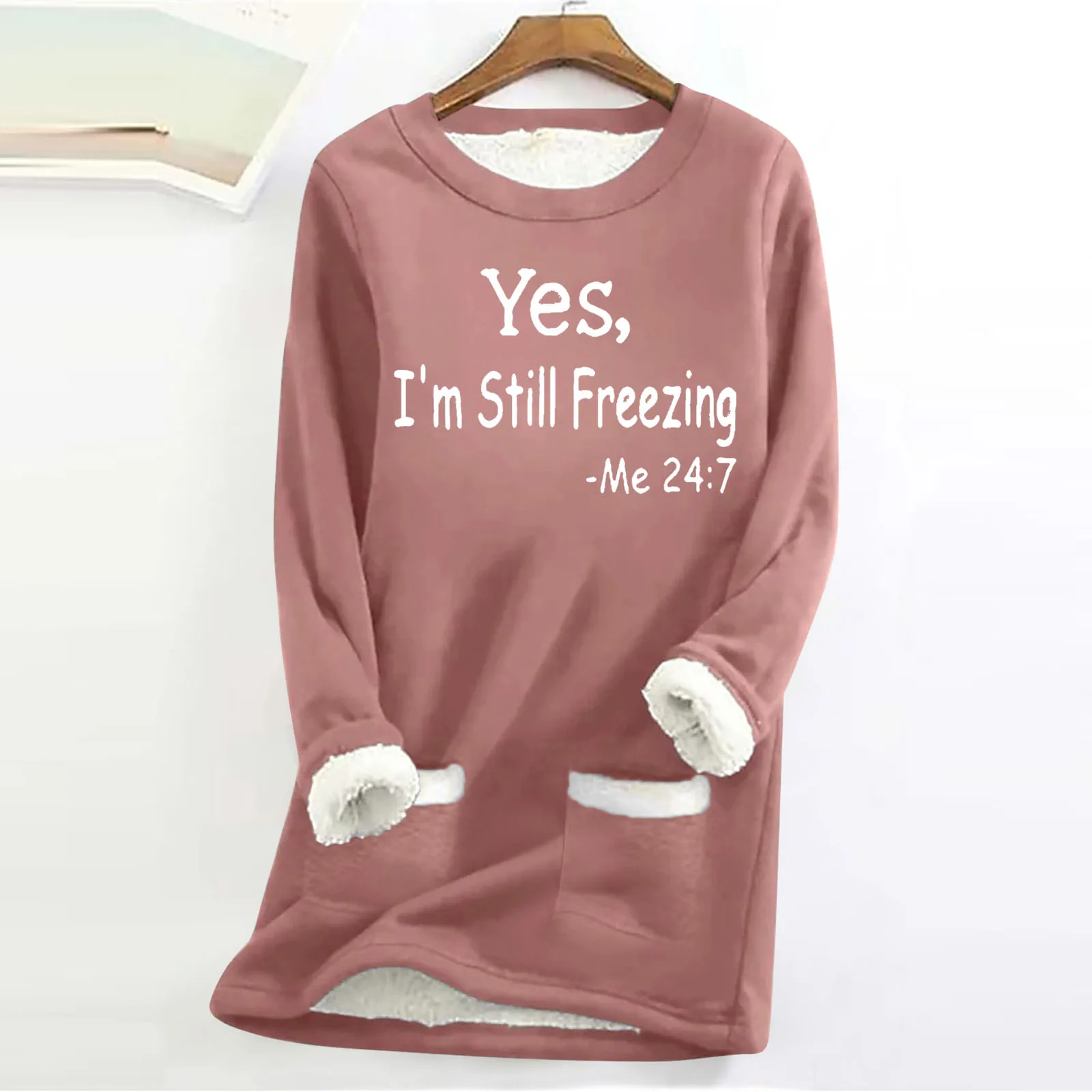 

Womens Sweatshirt Autumn Winter Plush Warm Hoodie Round Neck Long Sleeve Tunic Tops Hoodies Soild Casual Pullovers Sudaderas