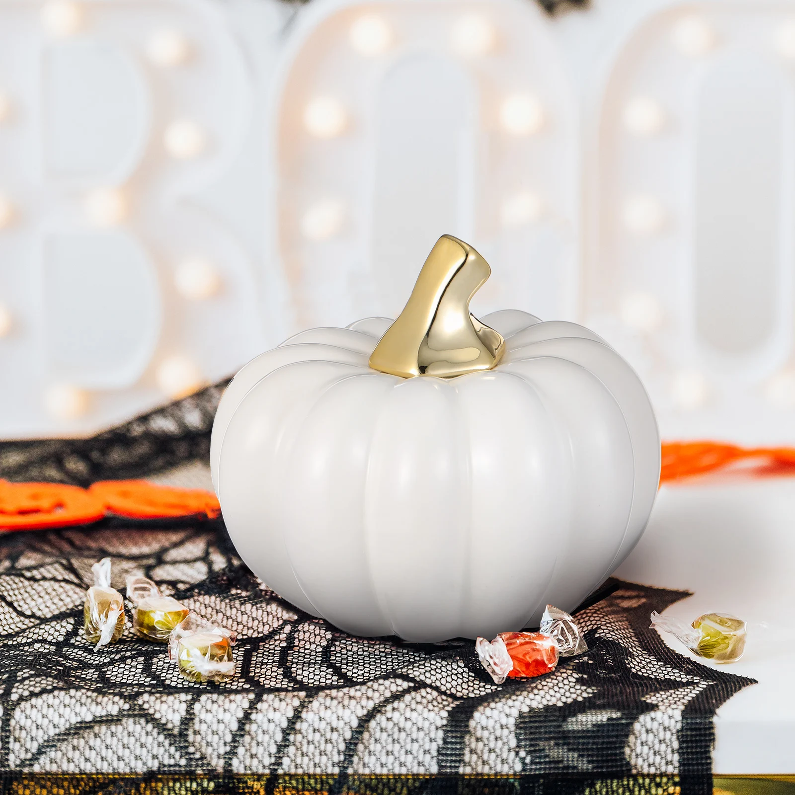 

Ceramic Pumpkin Figurine Halloween Table Accent Ceramic Pumpkin Table Ornament