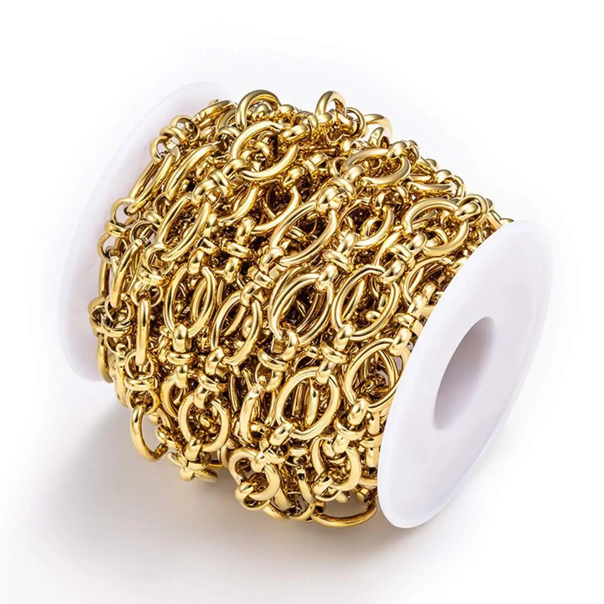 2M New Stainless Steel Link Chain 10mm Wide Knot Shape 8 DIY Bracelet Necklace Jewelry Decoration Handicrafts Garment Supplies