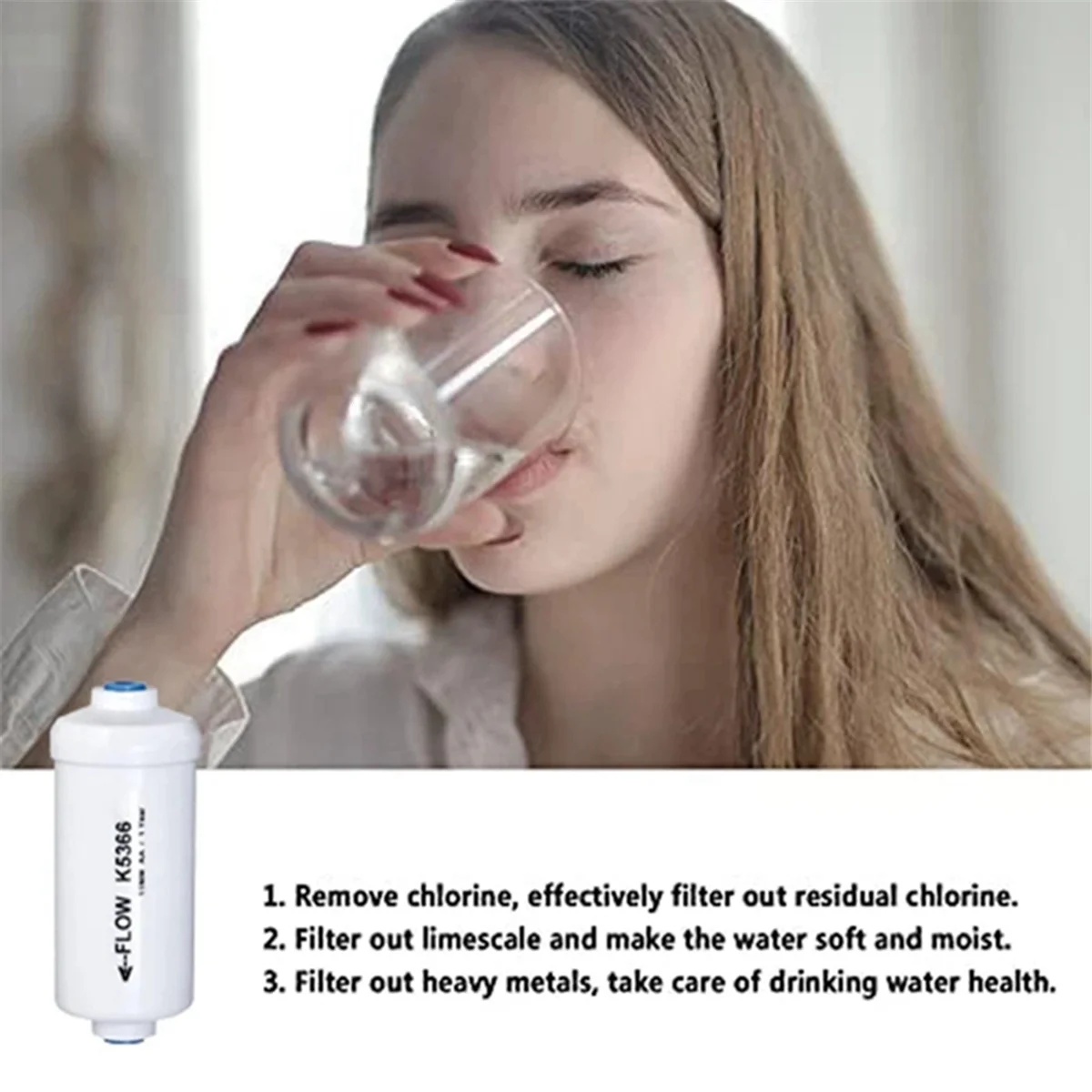 Filtro acqua al fluoro di ricambio da 2 pezzi K5366 compatibile con elementi di purificazione del sistema di filtraggio dell'acqua