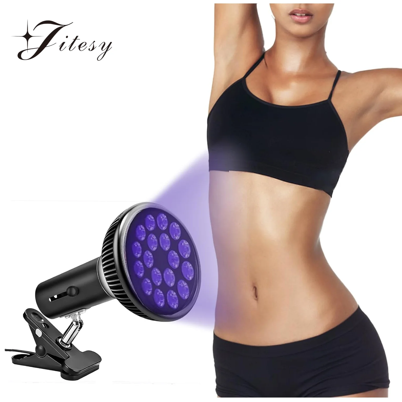 

54W Ultraviolet Tanning Lamp 395nm Tanning 300 °Rotating 18PCS LEDS Tanning Lamp Adjustable Clip Type Home Tanning Solarium