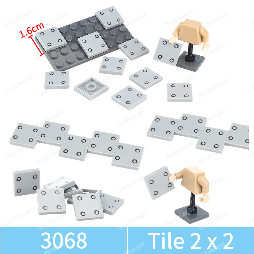 3068 Printed Steel Plate Bolt Pattern Building Block 2x2 Tiles Basic Parts MOC figures Mecha Equipment Scene Model Gift DIY Toys