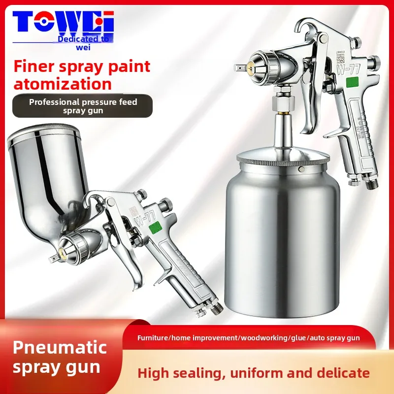 Zhilv Pneumatic Spray Gun W-77 71 Upper and Lower Tanks High Atomization Spraying Tool for Cars, Furniture, Small Paint Spraying Gun