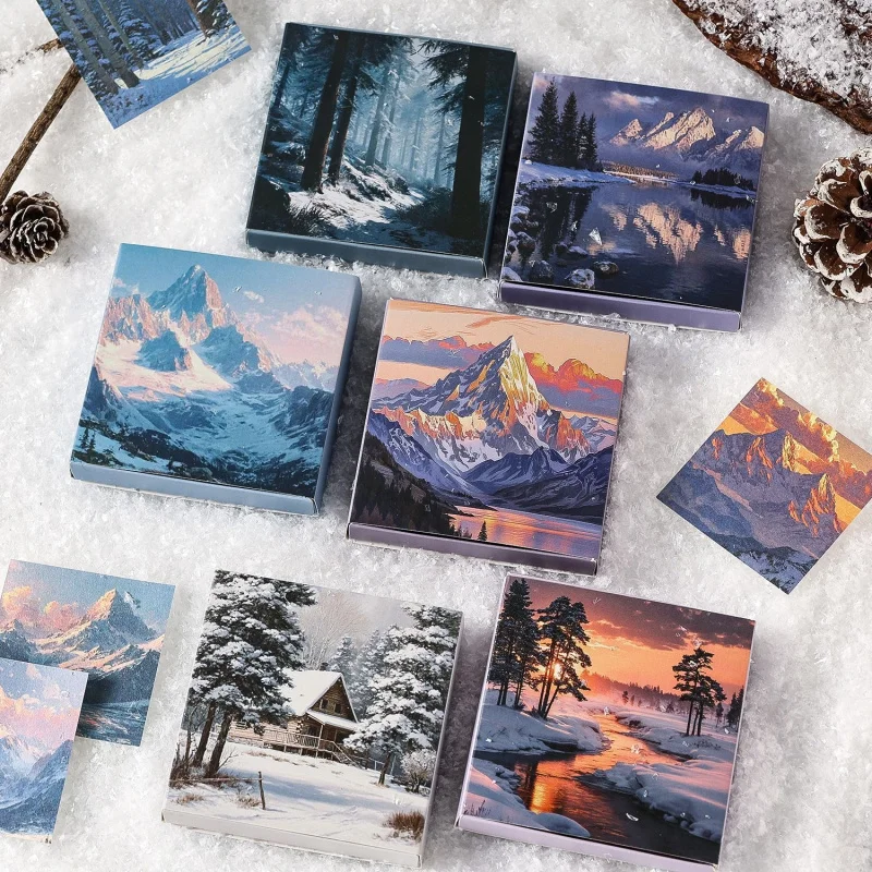 24Pcs Winter Snow Scenery Journal Stationery Paper, Craft Supplies for DIY Memory Album Decoration