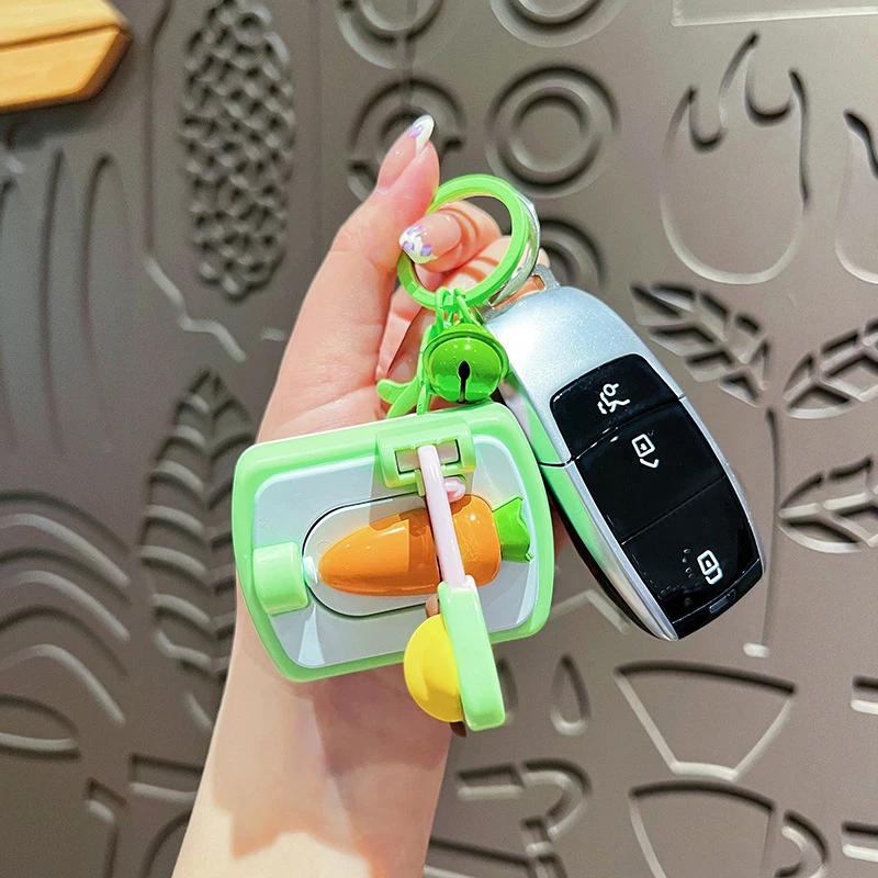 

Cartoon Fun Radish Cutter Keychain Bag Charm Creative Funny Rabbit Cut Radish Students Schoolbag Pendant Couple Gift
