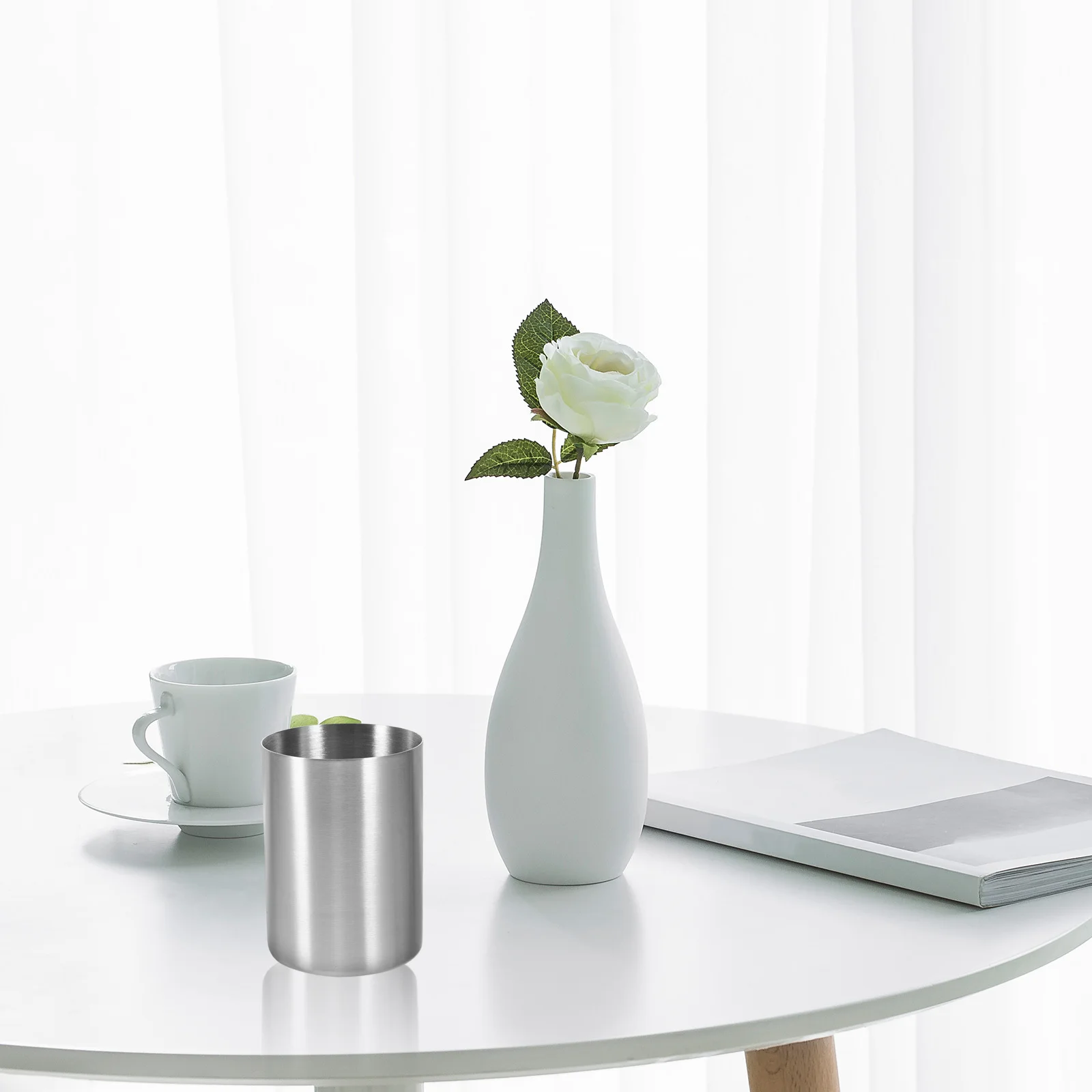 

Stainless Steel Tumbler Cup 304 Metal Water Coffee Mug For Home Bathroom Travel Outdoor Use Multi-Use Beverage