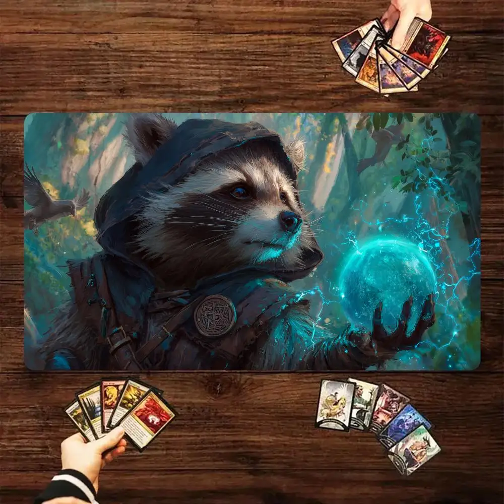 

Magic Orb and the Raccoon Wizard Magic Card Battle Mat MTG Playmat Anti-slip Base gathering gaming mats Board Game Mat for TCG