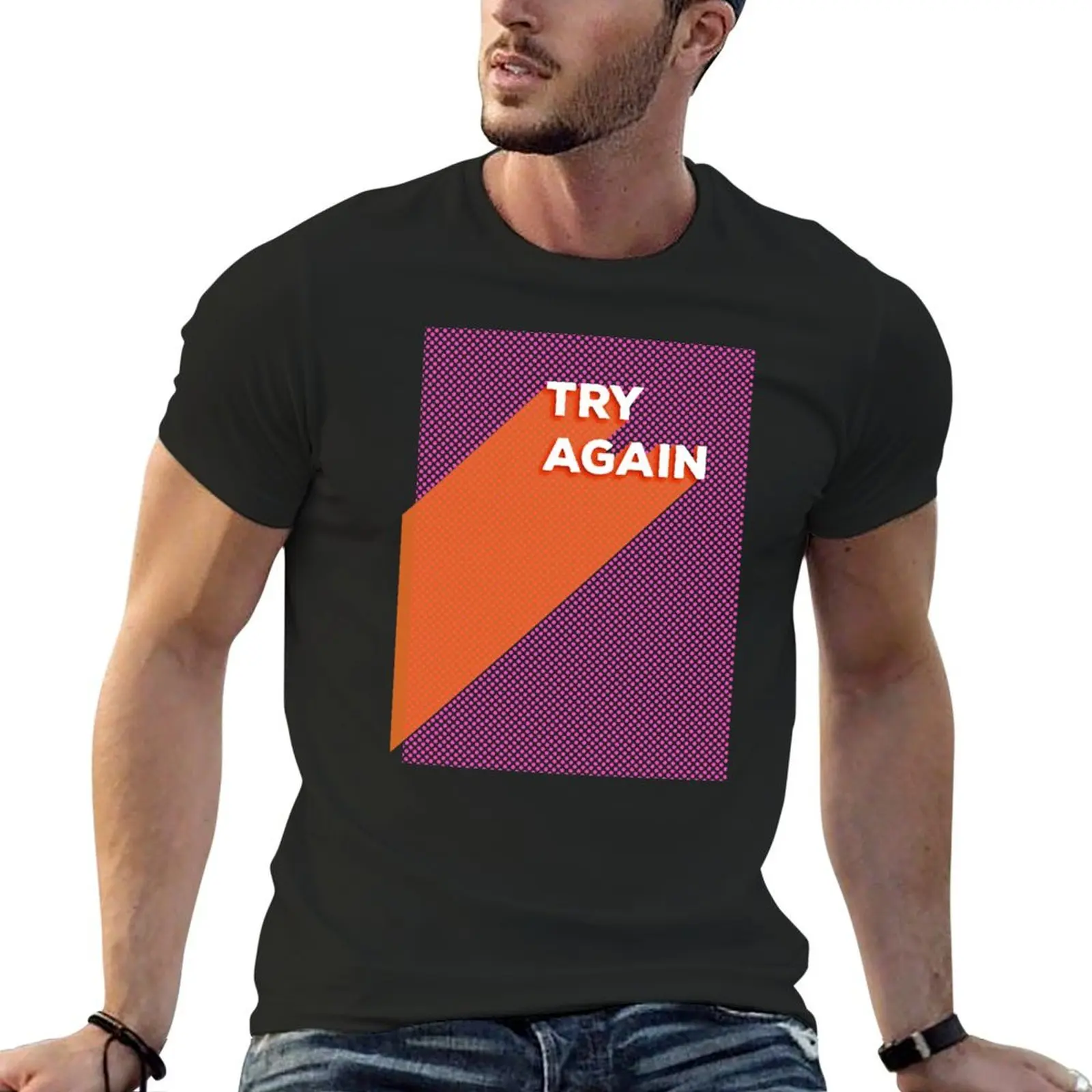 TRY AGAIN - typography T-Shirt cute tops sublime shirts graphic tees vintage anime shirt designer t shirt men