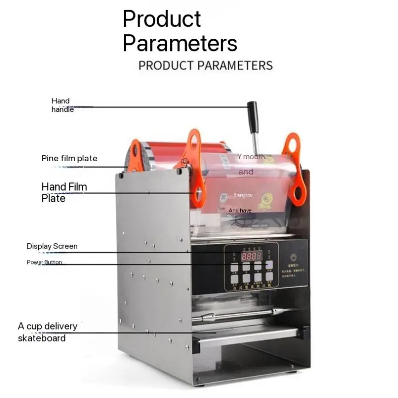 Semi-Automatic Hand Press Commercial Sealing Machine, Heat Sealer for Plastic Box Fresh-Keeping Film Roll Daily Commodity