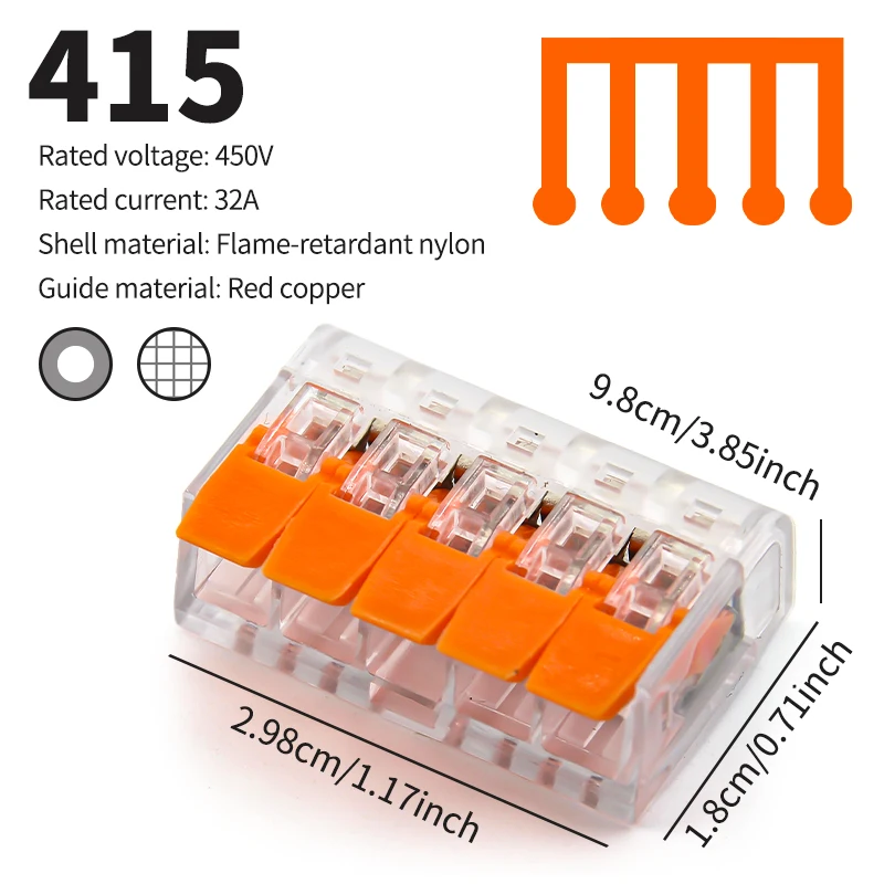 Connettore del cavo 2 porte 3 porte 5 porte Mini rapido universale compatto morsettiera a molla leva push-in dado conduttore strumenti elettrici
