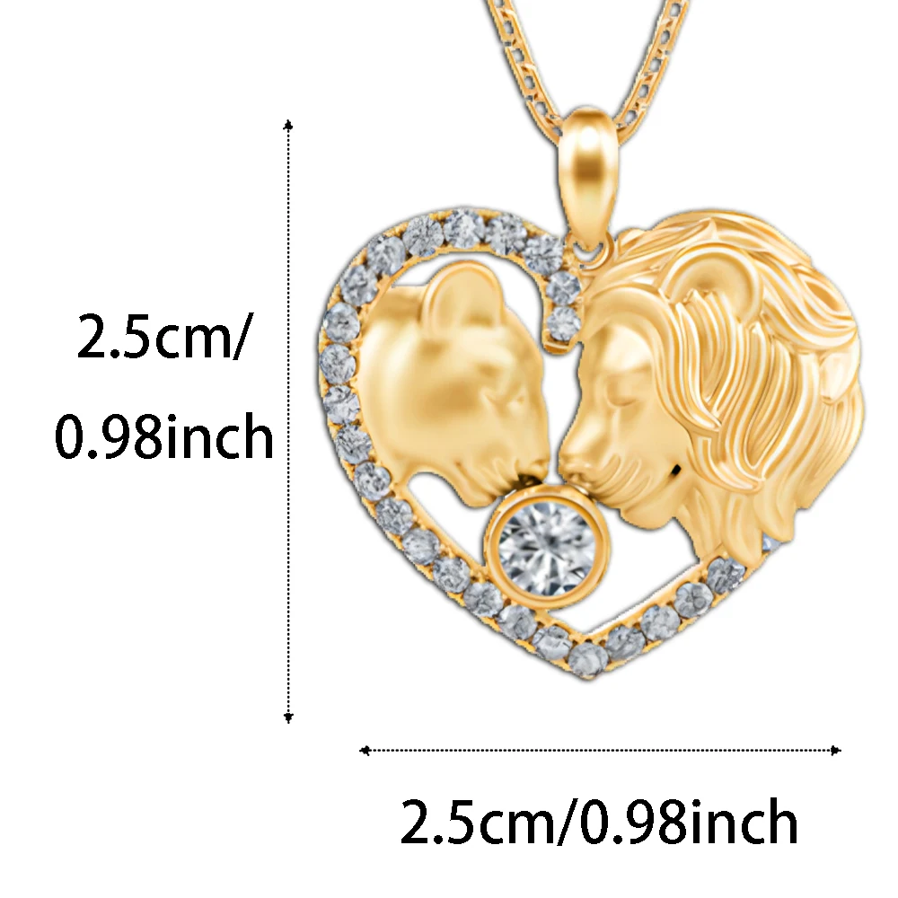 الأسد زوجين شكل قلب قلادة قلادة ، الزركون إطار الديكور ، عيد الحب ، جديد عصري ، تنوعا المرأة قلادة ، 2023