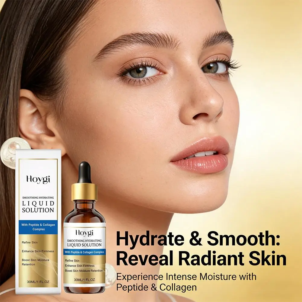 Smoothing Hydrating Liquid Solution for Face Peptide Serum with Collagen Deep Moisturizing Firming Skin Care Improve Fine Lines