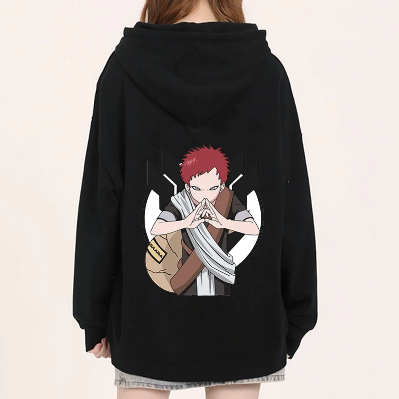 Anime Naruto Hooded Naruto Gaara Print Men\'s and Women\'s Autumn Fashion Loose Hooded Sweatshirt