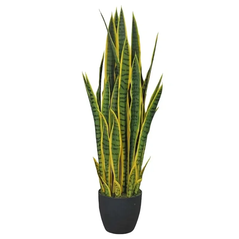 Decorative Greenery Fake Potted Plants UV Resistant Artificial Sansevieria Snake Plant Variegated Yucca Plant Sisal Agave for
