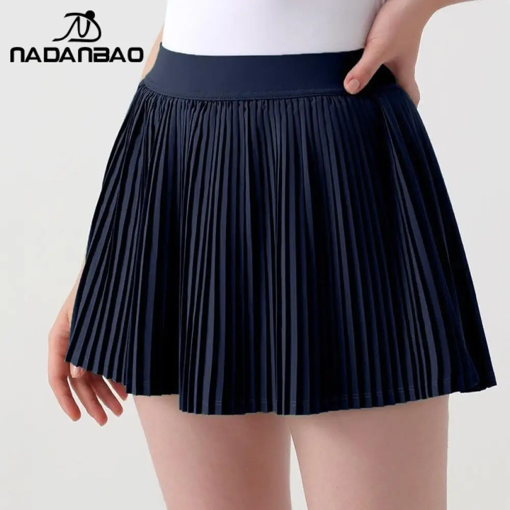 Nadanbao New Women's Tennis Skirt Sporty Short Skirt Anti-Light Cycling Short Skirt Two-Piece High Waist Women's Clothing 2025