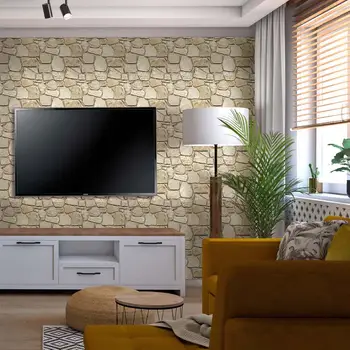 Snadná instalace, 30 x 30 cm, 10 ks, 3D PVC imitace kamene, vodotěsný nástěnný panel, samolepicí tapeta, obývací pokoj, nástěnná dekorace 8 nejlepší prodej Měkký nástěnný panel - №6