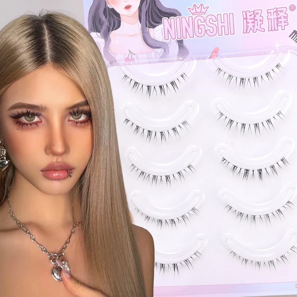 5mm Lower Eyelashes Manga Clear Band Fake Lashes Segmented Natural Under Lashes Manga Bottom Lashes Makeup Eyelash Makeup Tool