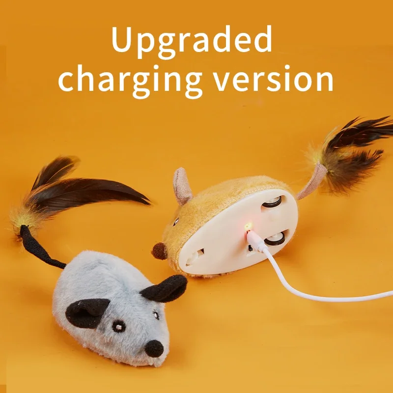 Smart Running Mouse Cat Toy Interactive Random Moving Electric Toys USB charging Simulation Mice Kitten Self-Playing Plush Toys