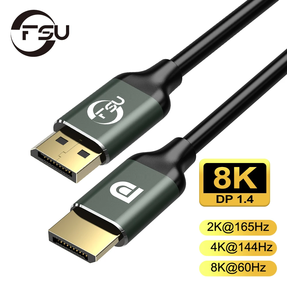 FSU 8K DisplayPort 1.4 Cable 4K HDR 144Hz 165Hz Display Port Adapter For Video PC Laptop TV DP 1.4 1.2 Display Port 1.2 Cable