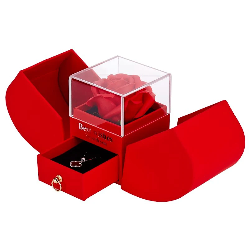 

Creative Eternal Flower Jewelry Box Birthday Necklace Packaging Gift Boxes Luxury Valentine's Day Jewelry Storage Display Box